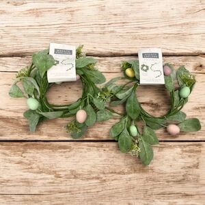 Set Of 2 Easter Egg Wreaths Garland Each 6ft w Greenery For Easter Spring Decor